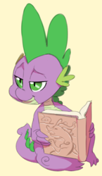 Size: 192x332 | Tagged: safe, artist:sunibee, spike, dragon, book, male, solo