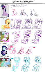 Size: 900x1452 | Tagged: safe, artist:mcponyponypony, applejack, linky, lyra heartstrings, rarity, shoeshine, sweetie belle, twilight sparkle, oc, oc:emcee, earth pony, pony, unicorn, do princesses dream of magic sheep, anatomy, how to draw, sitting, tutorial