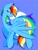 Size: 1500x2000 | Tagged: safe, artist:danbourumikan, derpibooru import, rainbow dash, pegasus, pony, abstract background, circle background, female, lidded eyes, mare, solo, spread wings, wings