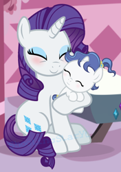 Size: 1126x1597 | Tagged: safe, artist:galaxyswirlsyt, rarity, oc, oc:sky city, pony, unicorn, baby, baby pony, female, filly, mother and child, mother and daughter, offspring, parent and child, parent:fancypants, parent:rarity, parents:raripants