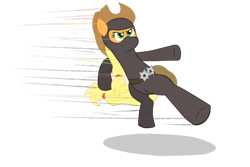 Size: 1024x683 | Tagged: safe, artist:sighoovestrong, applejack, earth pony, pony, blonde mane, female, mare, ninja, orange coat, solo