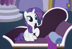 Size: 1024x703 | Tagged: safe, artist:tabrony23, rarity, pony, unicorn, cute, fainting couch, female, mare, raised hoof, raribetes, sitting, smiling, sofa, solo