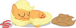 Size: 2933x1091 | Tagged: safe, artist:shutterflyeqd, applejack, earth pony, pony, female, loose hair, simple background, sleeping, solo, transparent background, vector