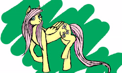 Size: 2880x1728 | Tagged: safe, artist:marea, fluttershy, pegasus, pony, female, mare, pink mane, solo, yellow coat