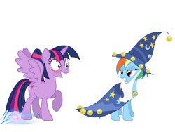 Size: 8000x6000 | Tagged: safe, artist:nightmaremoons, derpibooru import, rainbow dash, twilight sparkle, twilight sparkle (alicorn), alicorn, pegasus, pony, absurd resolution, clothes, costume, female, lesbian, shipping, show accurate, simple background, transparent background, twidash, wings