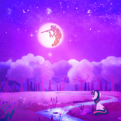 Size: 900x900 | Tagged: safe, artist:jessicacasciotta88, derpibooru import, twilight sparkle, mare in the moon, moon, night, night sky, river, solo, stream