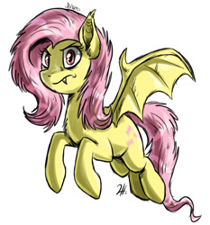 Size: 700x750 | Tagged: safe, artist:shimazun, fluttershy, bat pony, pony, fluffy, flutterbat, simple background, solo