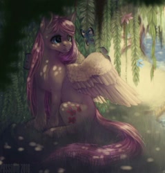 Size: 978x1022 | Tagged: safe, artist:pessadie, fluttershy, butterfly, pegasus, pony, female, mare, solo