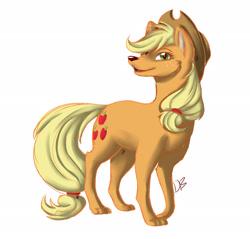 Size: 2607x2497 | Tagged: safe, artist:dari-draws, applejack, wolf, solo, species swap