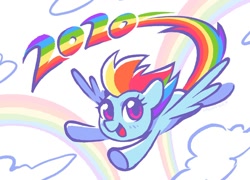 Size: 1200x864 | Tagged: safe, artist:dawnfire, derpibooru import, rainbow dash, pegasus, pony, 2020, cloud, cute, dashabetes, female, flying, happy new year, happy new year 2020, holiday, mare, new year, open mouth, rainbow, sky, solo, spread wings, windswept mane, wings