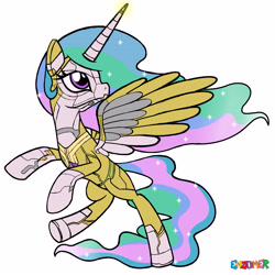 Size: 4300x4300 | Tagged: safe, artist:enzomersimpsons, princess celestia, alicorn, pony, absurd resolution, crossover, female, mare, my little avengers, simple background, solo, vision, white background