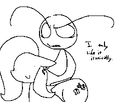 Size: 774x633 | Tagged: safe, artist:the weaver, fluttershy, human, blatant lies, dialogue, epic fail guy, eyebrows, horseback ride, irony, lineart, mane petting, monochrome, riding, simple background, smiling, stick figure, white background