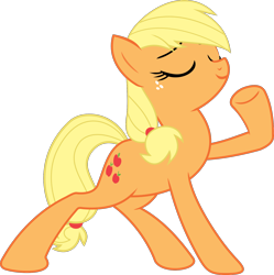 Size: 1624x1632 | Tagged: safe, artist:wissle, applejack, earth pony, pony, eyes closed, female, hatless, mare, missing accessory, pose, simple background, solo, transparent background, vector