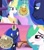 Size: 910x1024 | Tagged: safe, screencap, princess celestia, princess luna, alicorn, pony, a royal problem, bags under eyes, deja vu, food, frown, jewelry, luna is not amused, magic, pancakes, regalia, smiling, you tried