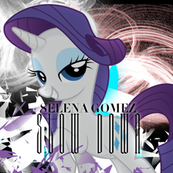 Size: 800x800 | Tagged: safe, artist:penguinsn1fan, artist:tim015, rarity, pony, unicorn, cover, parody, selena gomez, solo