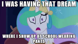 Size: 610x343 | Tagged: safe, princess celestia, alicorn, pony, celestia's nightmare, exploitable meme, image macro, imgur, implied equestria girls, meme, sonic boom, we don't normally wear clothes