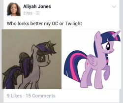 Size: 720x602 | Tagged: safe, derpibooru import, screencap, twilight sparkle, twilight sparkle (alicorn), oc, alicorn, pony, facebook, female, mare, target demographic, wat