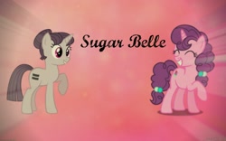 Size: 1680x1050 | Tagged: safe, artist:sugarcloud12, derpibooru import, sugar belle, pony, unicorn, equalized, female, mare, raised hoof, self ponidox, smiling, vector, wallpaper