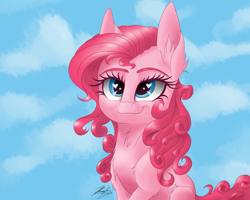 Size: 2500x2000 | Tagged: safe, artist:cloud-dash, pinkie pie, earth pony, pony, female, mare, pink coat, pink mane, simple background, solo