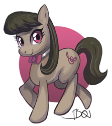 Size: 600x674 | Tagged: safe, artist:b0nbon, octavia melody, earth pony, pony, abstract background, female, mare, necktie, raised hoof, smiling, solo