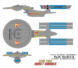 Size: 820x720 | Tagged: safe, artist:jrshinkansenhorse, sunset shimmer, alternate design, design, simple background, spaceship, star trek: sunset shimmer, starfleet, starship, transparent background, uss sunset shimmer