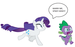 Size: 1688x1074 | Tagged: safe, rarity, spike, dragon, pony, unicorn, 1000 hours in ms paint, female, irony, male, shipping, shipping denied, sparity, straight