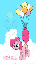 Size: 1440x2560 | Tagged: safe, artist:bluesparkks, pinkie pie, earth pony, pony, balloon, solo, then watch her balloons lift her up to the sky