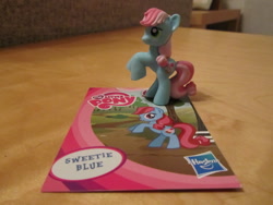 Size: 1024x768 | Tagged: safe, cup cake, sweetie blue, pony, blind bag, collector card, irl, photo, toy