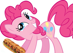 Size: 1135x832 | Tagged: safe, pinkie pie, earth pony, pony, context is for the weak, food, interpretation, sandwich, smiling, solo, vector