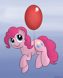 Size: 828x1017 | Tagged: safe, artist:ashtoneer, pinkie pie, earth pony, pony, balloon, solo, then watch her balloons lift her up to the sky