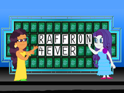 Size: 4032x3024 | Tagged: safe, artist:ktd1993, rarity, saffron masala, equestria girls, equestria girls-ified, female, lesbian, raffron, shipping, wheel of fortune