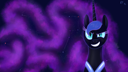 Size: 3412x1919 | Tagged: safe, artist:tomayto, derpibooru import, nightmare moon, big dipper, dat mane, space, wallpaper