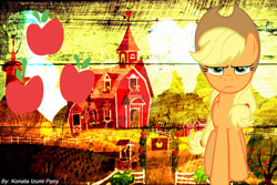 Size: 1024x683 | Tagged: safe, artist:brunoprower500, applejack, earth pony, pony, female, mare, sweet apple acres, wallpaper