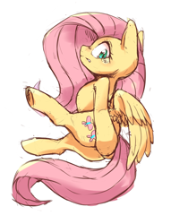 Size: 1280x1679 | Tagged: safe, artist:30clock, fluttershy, pegasus, pony, looking at you, looking back, solo