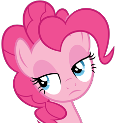 Size: 5086x5430 | Tagged: safe, artist:slb94, pinkie pie, earth pony, pony, hearthbreakers, absurd resolution, bust, eyeroll, frown, reaction image, simple background, solo, transparent background, unamused, vector, when she doesn't smile