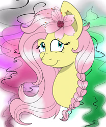 Size: 2500x3000 | Tagged: safe, artist:theartistsora, fluttershy, pegasus, pony, braid, cute, face, solo