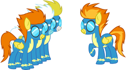 Size: 1533x858 | Tagged: safe, artist:a01421, derpibooru import, blaze, fleetfoot, spitfire, surprise, pony, clothes, simple background, transparent background, uniform, vector, wonderbolts uniform