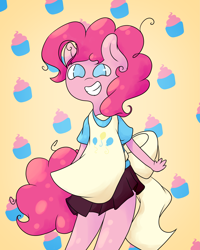 Size: 3107x3887 | Tagged: safe, artist:bloodatius, pinkie pie, anthro, apron, clothes, solo