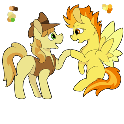 Size: 800x800 | Tagged: safe, artist:flamirasplitz, derpibooru import, braeburn, spitfire, pony, female, male, shipping, spitburn, straight