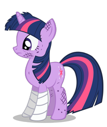 Size: 1467x1750 | Tagged: safe, artist:masterrottweiler, derpibooru import, twilight sparkle, unicorn twilight, unicorn, feeling pinkie keen, bandage, simple background, solo, transparent background, vector