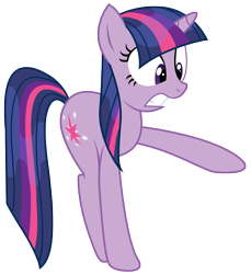 Size: 4113x4500 | Tagged: safe, artist:kooner-cz, artist:maximillianveers, derpibooru import, twilight sparkle, unicorn twilight, unicorn, feeling pinkie keen, absurd resolution, pointing, simple background, solo, transparent background, vector, wet mane