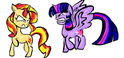 Size: 1600x755 | Tagged: safe, artist:pinkieshy435, sunset shimmer, twilight sparkle, twilight sparkle (alicorn), alicorn, pony, unicorn, female, gritted teeth, mare, simple background, white background