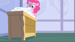 Size: 1280x720 | Tagged: safe, screencap, pinkie pie, earth pony, pony, baby cakes, diaper, out of context, solo