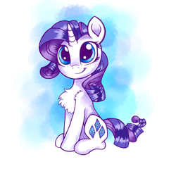 Size: 2000x2000 | Tagged: safe, artist:brownbush, rarity, pony, unicorn, :t, chest fluff, cute, female, fluffy, looking at you, mare, raribetes, shoulder fluff, simple background, sitting, smiling, solo, white background