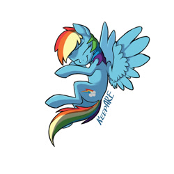 Size: 2000x2000 | Tagged: safe, artist:keepare, derpibooru import, rainbow dash, pegasus, pony, cute, dashabetes, eyes closed, female, high res, mare, simple background, smiling, solo, spread wings, white background, wings