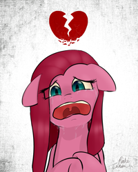 Size: 855x1070 | Tagged: safe, artist:pinkiesheen, pinkie pie, earth pony, pony, crying, floppy ears, heartbreak, pinkamena diane pie, solo