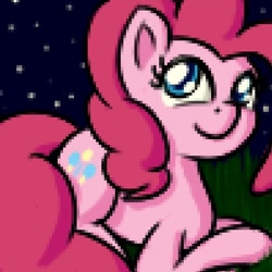 Size: 496x496 | Tagged: safe, artist:pinkiesheen, pinkie pie, earth pony, pony, female, mare, night, pink coat, pink mane, solo