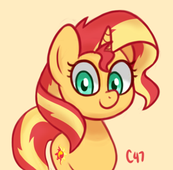 Size: 524x513 | Tagged: safe, artist:handgunboi, sunset shimmer, pony, unicorn, cute, cutie mark, female, mare, shimmerbetes, simple background, solo