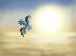 Size: 2732x2048 | Tagged: safe, artist:justsomepainter11, derpibooru import, rainbow dash, pegasus, pony, my little pony: the movie, beautiful, cloud, flying, sky, sunset