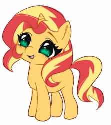 Size: 900x1014 | Tagged: safe, artist:pantypon, sunset shimmer, pony, unicorn, big eyes, blank flank, cute, female, filly, filly sunset shimmer, shimmerbetes, simple background, solo, white background, younger